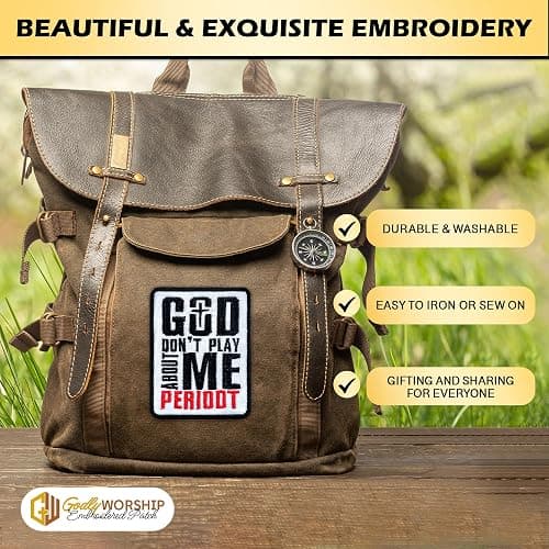 God Don't Play About Me Embroidered Patch Cross Christian Faith Fabric Embroidery Patches Religious Jesus Blessed Iron On Sew On Patches for Clothes Backpacks Hats Gifts for Adults Kids 3x2.3 Inches thumbnail 3