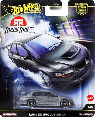 Hot Wheels Premium Car Culture Collectible Toy Car, 1:64 Scale Die-Cast Mitsubishi Lancer Evolution IX, Ronin Run 2 Vehicle with Real Riders Tires thumbnail 6