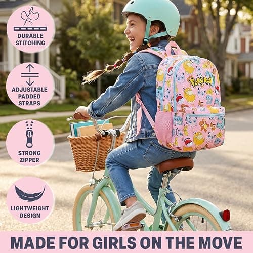 Get Trend Pokemon Kids Backpack for Girls, 18in Bookbag with Padded Straps, Pikachu Travel School Bag Anime Gifts for Girls (Multi Pokemon) thumbnail 4