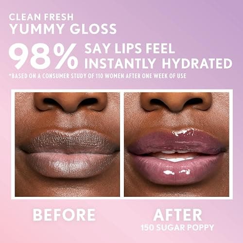 COVERGIRL Clean Fresh Yummy Lip Gloss, Sheer, Natural Scents, Vegan Formula - 150 Sugar Poppy, 0.33 fl oz thumbnail 5