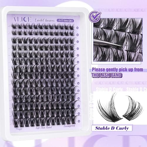 ALICE Lash Clusters Wispy Eyelash Clusters 10-18mm 168pcs Cluster Eyelash Extensions Natural Volume Lash Extensions DIY Individual Lashes with Soft Thin Band thumbnail 6