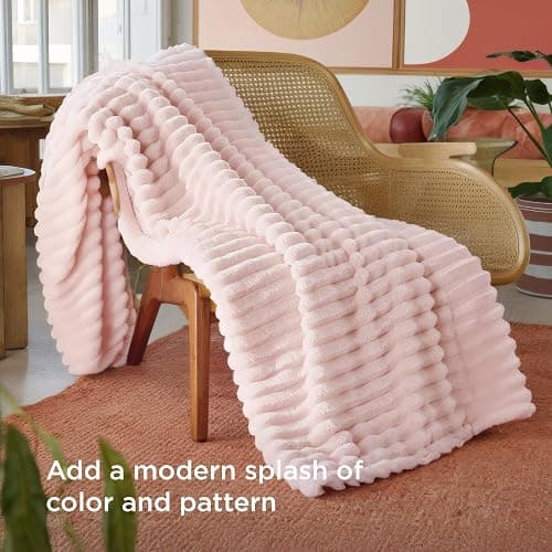 Bedsure GentleSoft Crystal Pink Throw Blanket for Couch - Cozy Soft Blankets for Women, Cute Small Throws for Girls, 50x70 Inches thumbnail 4