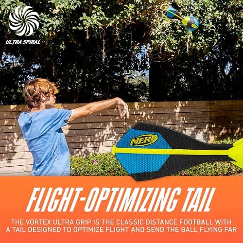 Nerf Vortex Ultra Grip Football, Designed for Easy Catching, Howling Whistle Sound, Distance-Optimizing Tail, Water-Resistant, All-Weather Play thumbnail 4