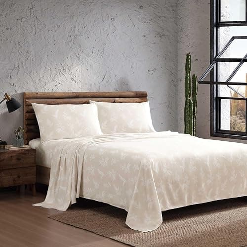 Wrangler - Bed Sheets, Breathable & Wrinkle Resistant Bedding, Includes Matching Sham & Pillowcases, Yellowstone Inspired Bed Sheets, Dorm Essentials (Foliage Beige, Queen) - Queen - Foliage Beige thumbnail 2