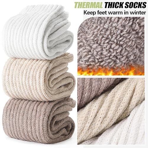 EBMORE Merino Wool Slouch Boot Socks Thermal Warm Winter Thick Scrunch Cozy Crew Socks for Women 4 Pairs thumbnail 3