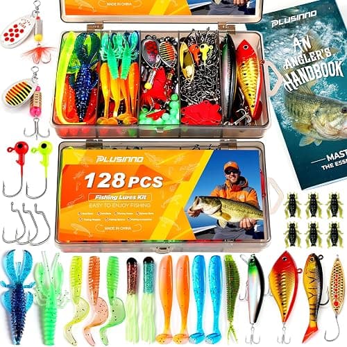 PLUSINNO Fishing Lures, All-in-One Fishing Tackle Box with Tackle Included, Fishing Gear Lure Bait Accessories Kit for Freshwater Bass Trout, Ideal Fishing Gifts for Men, Father & Beginners thumbnail 8