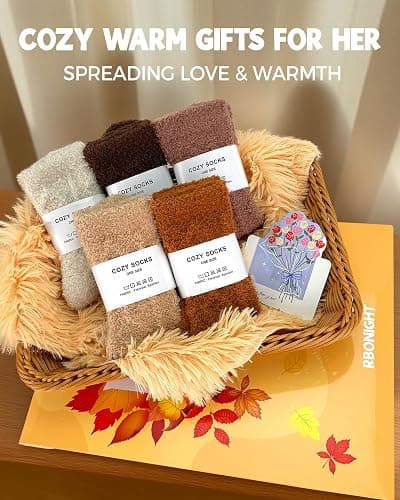 RBONIGHT 5 Pairs Fluffy Soft Cozy Warm Fuzzy Socks for Fall Winter Gifts Christmas Stocking Stuffers thumbnail 2