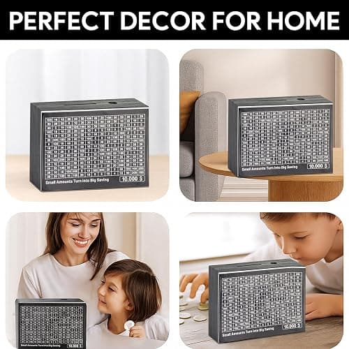 URHAN Wooden Money Saving Box – Cash Savings Box for $10000 $5000 $3000 $1000 $800 $500 Target Money Saving Challenge – Money Box with Counter – Ideal Gift for Kids & Adults – No Install Required thumbnail 4