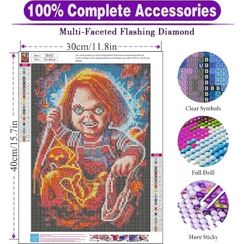 Sretoul 6 Pack Halloween Diamond Art Kits for Adults, Diamond Painting Kit Beginners Halloween, Horror 5D Gem Art for Adults with Round Gem Painting Gift Home Wall Decor 12x16 Inch thumbnail 2