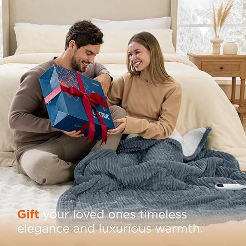 Bedsure GentleSoft Heated Blanket Throw - Soft Ribbed Flannel Electric Blanket, Heating with 4 Time Settings, 6 Heat Settings, and 3 hrs Timer Auto Shut Off, Gifts for Grandma (50x60 inches, Cream) thumbnail 8