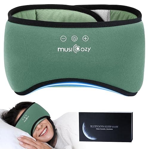 MUSICOZY Sleep Headphones Bluetooth 5.4, Bamboo Cotton Full Coverage Headphones Headband for Side Sleepers, Wireless Earphones with Speaker Sleep Music Earbuds for Men Women (Dark Green) - Image 1