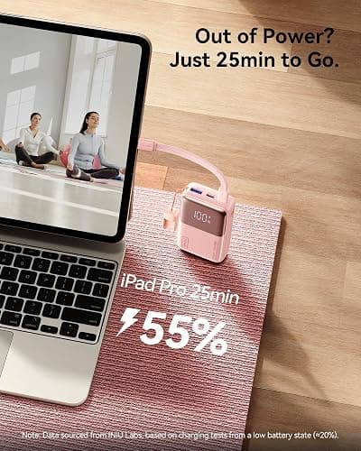 INIU Power Bank, Ultra Mini 10000mAh 45W Fast Charging Portable Charger | Flight-Safe, USB-C Cable, Travel Essential, 45W Battery Phone Pack for iPhone 17 16 Samsung S26 Google iPad etc, Beige thumbnail 5