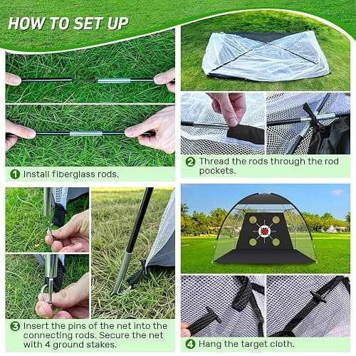 Zensouds Golf Net, 10x7FT with Golf Practice Mat, Hitting Aid Nets for Backyard Driving Chipping Training Swing with Targets Outdoor or Indoor– Gifts for Men/Dad/Him thumbnail 3