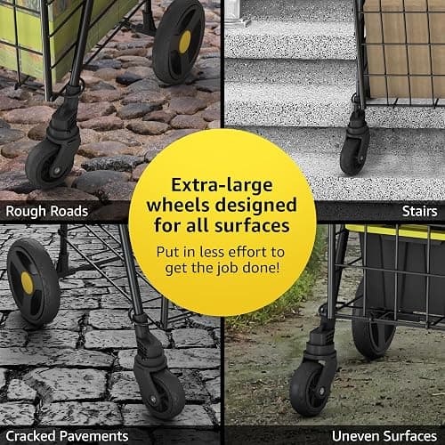 Our Modern Space Shopping Cart & Large 360° Swivel Wheels | Foldable Collapsible & Lightweight | Perfect for Groceries Laundry Utility Cart - Black thumbnail 5