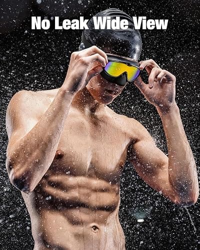 Aegend Swim Goggles with Nose Cover for Adults, 2 Pack Wide View Swimming Goggles Anti-Fog/UV No Leak for Men & Women thumbnail 5