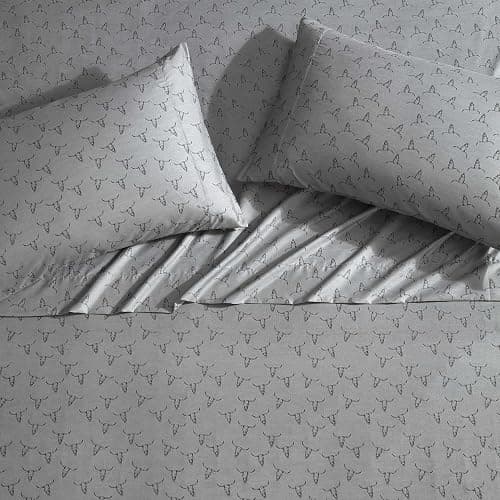 Wrangler - Twin XL Size Sheet Set, Ultra-Soft & Wrinkle-Resistant Bedding for Year Round Comfort, Deep Pockets, Bed Sheets with Matching Fitted Sheet & Pillowcase (Steer Skulls Grey) thumbnail 7