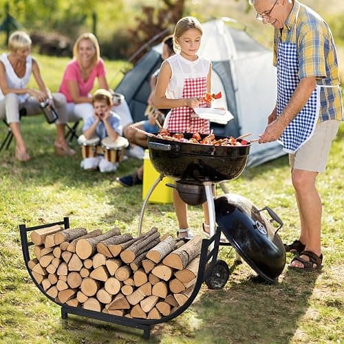facka Curved Firewood Rack, 30 Inch Indoor Outdoor Log Firewood Holder, Metal Fireplace Wood Storage, Waterproof & Rustproof thumbnail 2