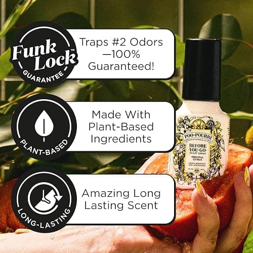 Poo-Pourri Before-You-Go Toilet Spray, Original Citrus, 2 Fl Oz, Up to 100 Uses, Bathroom Odor Deodorizer with Essential Oils for Home or Work, Travel Essentials, TSA Approved Size, Lemon Bergamot thumbnail 2