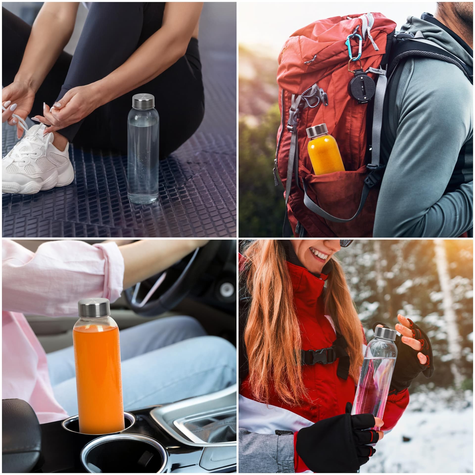 Winter Shore 500 ml Herbruikbare Glazen Waterflessen met Doppen [6 Pak] - Doorzichtig Glazen Sapflessen voor Persen, Hete & Koude Dranken, Shakes, Koffie - Lekvrije Containers met Roestvrijstalen Dop thumbnail 7