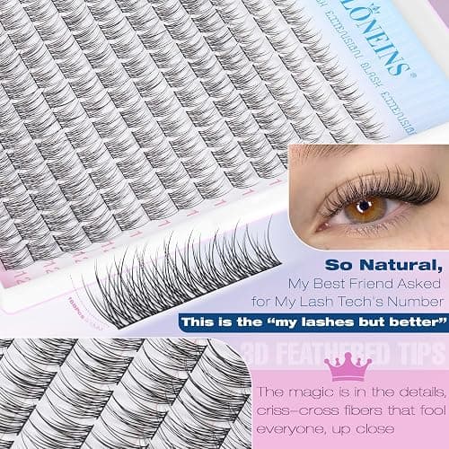 Natural Lash Extension Kit 168Pcs Lash Clusters Kit Wispy Eyelash Extensions 9-12MM Individual Lashes Extensions with Bond and Seal Lash Glue and Eyelash Extension Tweezers DIY at Home by TNFVLONEINS thumbnail 5