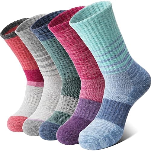 Anlisim Merino Wool Hiking Socks for Women Thermal Winter Warm Boot Work Cushion Socks 5 Pairs - Image 1