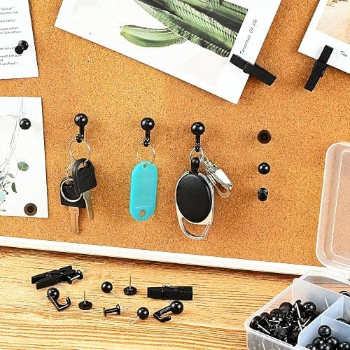 260 Pcs Push Pins Set 5 Styles Black Thumb Tacks Cute Push Pins for Bulletin Board, Cork Board thumbnail 2