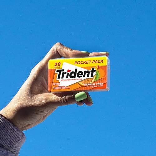 Trident Tropical Twist Sugar-Free Chewing Gum, 6 Pocket Packs of 28 Pieces (168 Total Pieces) thumbnail 7