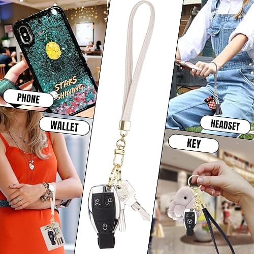 New Fashion Kingdom Wristlet Keychain Wallet for Women Slim Rfid Blocking Credit Card Holder Wristlet Zip Id Case Wallet Small Compact Leather Wallet Coin Purse for Women (Beige) thumbnail 4