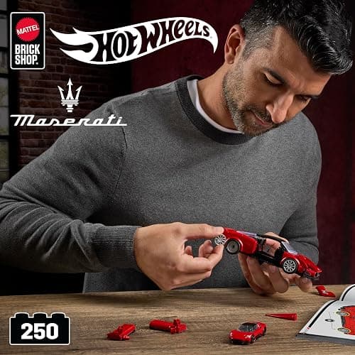 Mattel Brick Shop Hot Wheels Speed Series Building Set, Maserati MC20 with 250 Pieces, Realistic Details and Custom Decals, Adult Collectors and Kids Ages 10+ thumbnail 2