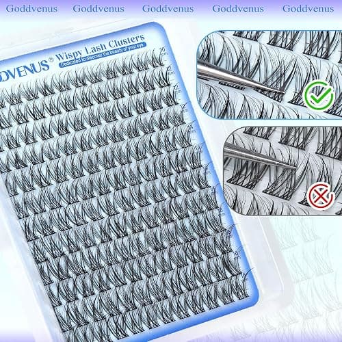 Goddvenus Wispy Lash Clusters 10-16mm Lashes Clusters Eyelash Extensions Natural Individual Lashes 144pcs D Curl Lash Extension DIY Soft Comfortable Eyelash Clusters with Cotton Band thumbnail 7