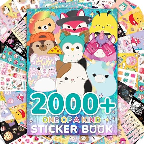 Original Squishmallows 2000+ One of a Kind Sticker Book, 43 Sticker Sheets, Kawaii Squishmallows Stickers for Water Bottle, Notebooks, Party Favor Bags, Cute Stickers & Sticker Books for Kids Ages 4-8 - Image 1