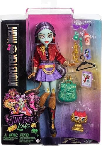 Monster High Jinafire Long Doll, Dragon with Pet Dog Cloudy “Yun Yun” and 7 Accessories Like Sketch Pad, Yogurt Drink, Backpack and More thumbnail 7