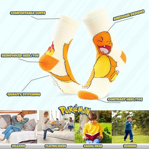 Pokemon Boys Socks 5 Pack Pikachu Ankle Socks Stretchy Breathable Crew Socks for Boys Girls Teenagers Women - Pokemon Gifts thumbnail 5