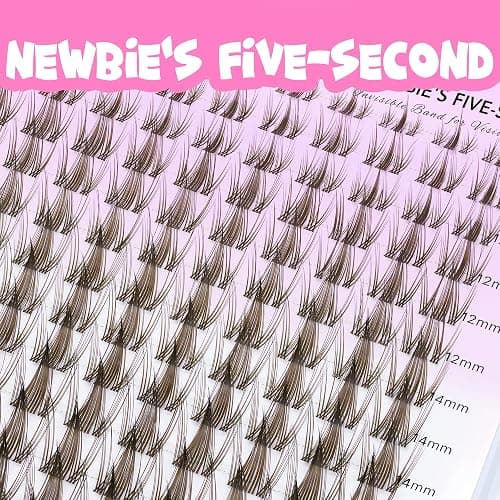 VEYESBEAUTY Brown Lashes Extension Kit Lash Clusters Colored Manga 8-16mm | Newbie's Five-Second DIY Individual Eyelashes Volume Cluster Lashes Mix Length Tray Cils Extension thumbnail 2