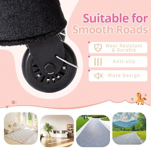 Pipleo Ride on Horse for Big Kids, Riding Horse Rider Mechanical Walking Action Plush Animal for 4 to 9 Years, No Battery or Electricity, Max Load 165 LBS Black thumbnail 8