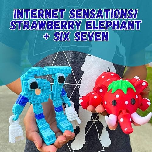 Monkey Stix 2 Pack Italian Brainrot 6-7 Strawberry Elephant 67 Meme Articulated Desk Figurines Funny Six Seven Internet Meme, Novelty Gift for Christmas Holidays Birthday Party Favors thumbnail 6