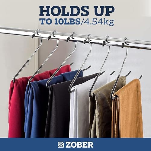 Zober Pants Hangers Non Slip - 20 Pack Open Ended Pants and Jean Hangers for Closet - Space Saving Clothes Hanger - Strong, Durable, Metal Pant Hangers (Black) thumbnail 4