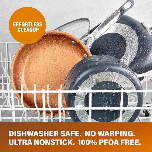 Gotham Steel 10 Piece Pots and Pans Set with Ultra Nonstick Diamond Surface, Includes Frying Pans, Stock Pots, Saucepans & More, Stay Cool Handles, Oven Metal Utensil & Dishwasher Safe, 100% PFOA Free - Graphite - 10 Piece Set thumbnail 6