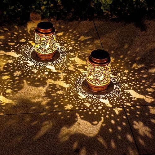 Dog Solar Lanterns Outdoor Waterproof Hanging Solar Lights Dog Gifts for Women Men Metal Decorative LED Lanterns for Yard, Patio, Lawn, Tabletop, Pathway, Landscape, Garden Decor, Dog Lovers Gifts thumbnail 7