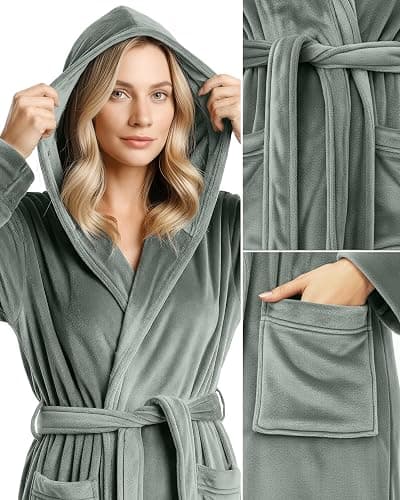 NY Threads Premium Womens Robe with Hood, Plush Fleece Long Bath Robe for Women, Fluffy Soft Women's Bathrobe thumbnail 2