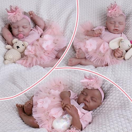 EKOKIZ Reborn Baby Dolls Clothes Girl Pink Baby Clothes for Dolls 17-20 Inches Doll Outfits and Accessories for Realistic Newborn Girl - Pink Saree thumbnail 6
