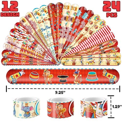 Cherisnowy 72PCS Carnival Party Set 48PCS Temporary Tattoos & 24PCS Slap Bracelets Fun Circus Themed Birthday Supplies, Baby Shower Gifts, Classroom Rewards & Party Decor for Kids Boys & Girls thumbnail 2