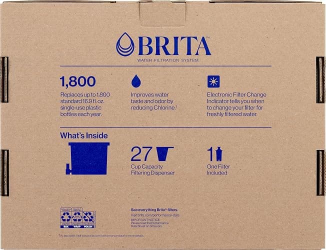 Brita X-Large 27 Cup Water Pitcher Dispenser, Includes 1 Filter, White | WQA and NSF/ANSI Certified, Reduces Chlorine, Copper, Mercury & Cadmium, Lasts 2 Months, Household Essential thumbnail 7