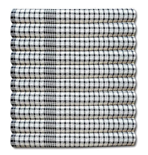 A & B TRADERS Wonderdry Tea Towels Kitchen Pack of 10, Cotton Absorbent Long Lasting Catering Bar Towel (Black) - Black thumbnail 2