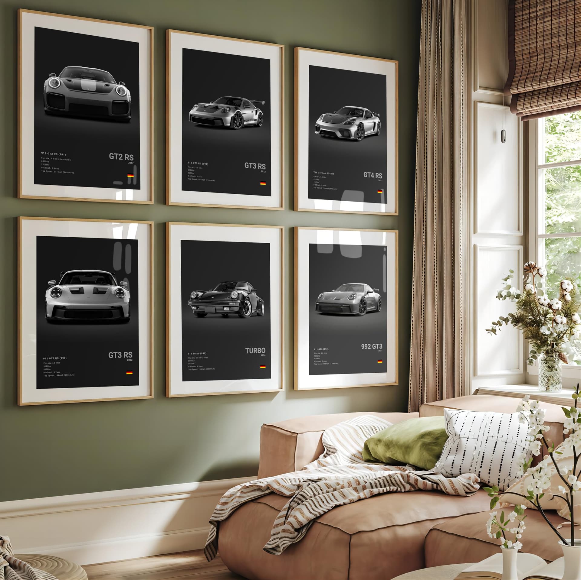911 GT3RS Poster Car Posters Racing Car Canvas Wall Art Vintage Super Car Poster For Boy's Bedroom Aesthetic (Unframed 8x12 Inch) thumbnail 2