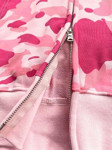 RICK TOP ONE Unisex Camouflage Hoodie with Shark Embroidery, Full Zip, Lightweight Couple sweatshirts heavyweight hoodie thumbnail 2