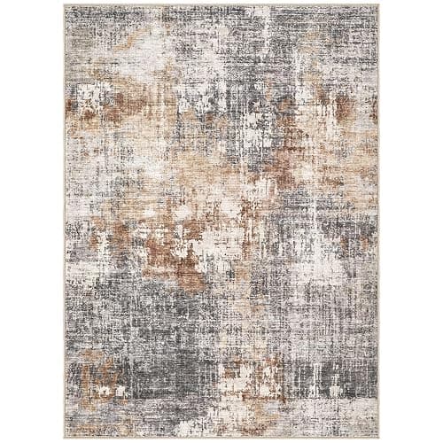 DMOYEST Area Rug Living Room Rugs - 4x6 Abstract Small Soft Indoor Washable Rug Neutral Modern Low Pile Carpet for Bedroom Dining Room Farmhouse Home Office - Grey Brown thumbnail 8