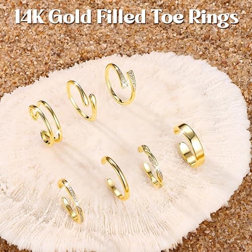 LOYALLOOK 14K Gold Fillled Toe Rings for Women Non Tarnish Waterproof Hug CZ Simple Open Band Toe Rings Adjustable Toe Ring Summer Beach Foot Jewelry thumbnail 4