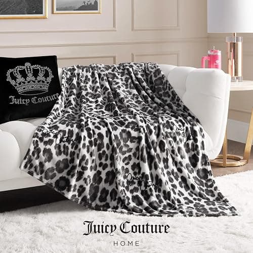 Juicy Couture Luxurious Throw Blanket for Couch - 50” x 70” Inches - Regent Leopard Print Blanket - Plush & Cozy Throw Blanket - Decorative Blankets for Sofas, Throws for Chairs, and Beds – Grey thumbnail 4