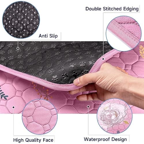 Sunheir 2-Pack Extra Large Reusable Dog Mat for Floor, Dog Playpen, Non-Slip Waterproof Dog Pee Pad, Super Absorbent Washable Pee Pads for Dogs, Pet Whelping Pads, Potty Training - Pink, 36" x 41" thumbnail 4